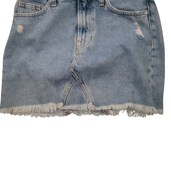 H&M Divided Distressed Light Blue Denim Mini Skirt With Raw Hem & Front Slit - S - Picture 2 of 6